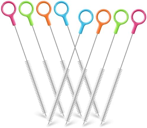 AONEZ 8 Pcs Straw Cleaner Brush Set with Color Hanging Loop