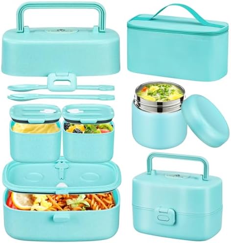 Bento Lunch Box for Kids with 8oz Soup Thermo,2 Leak-Proof Food
