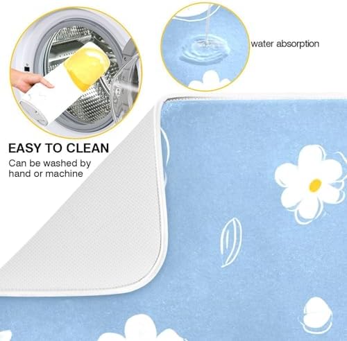OTVEE Yellow Egg Art Dish Drying Mat for Kitchen Counter Absorbent