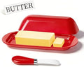 BPA-Free Melamine Butter Dish with Lid & Stainless Steel