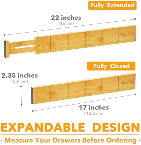 SpaceAid Bamboo Drawer Dividers with Inserts and Labels, Kitchen