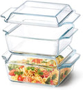 Set of 2 Glass Casserole Dish With Glass Lid, Square 6in x 6in Glass