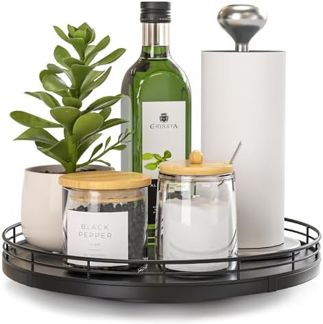 Oroyutor 10-Inch Oak Lazy Susan Organizer