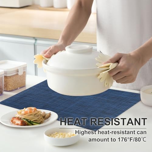 Vinyl Placemats Set of 4, PVC Woven Washable Non-Slip Table Mats, Heat