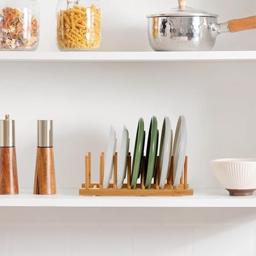 HBlife 2-Pack Bamboo Wooden Dish Rack, 7-Slot