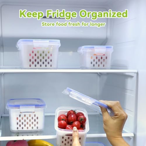 3 Pack Fruit Storage Containers for Fridge, Airtight Food Storage