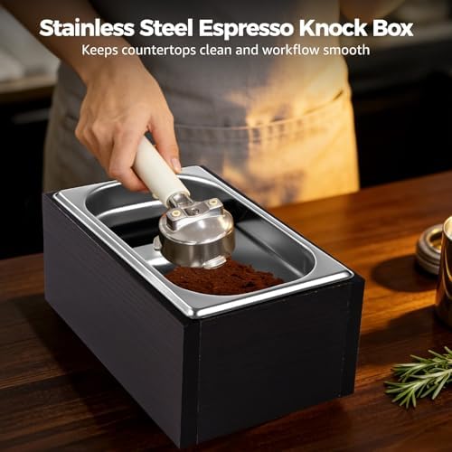 Stainless Steel Espresso Knock Box, Large Capacity Coffee Grounds
