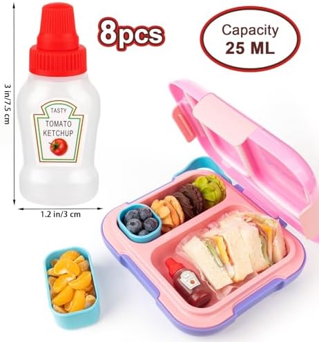 8 Pcs Mini Ketchup Bottle, Portable Mini Condiments Squeeze Bottle