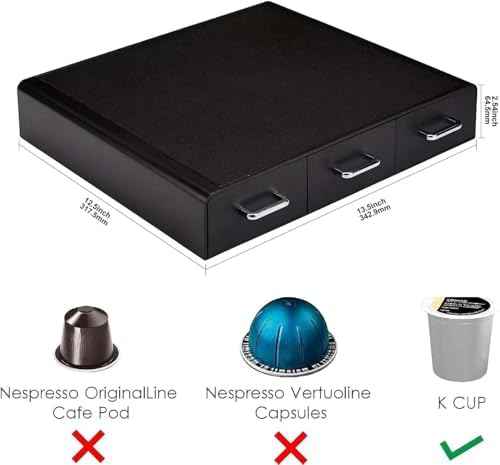 Amazon Basics K-Cup Compatible Coffee Pod Storage Drawer, 3 Easy-Open Drawers, 36 Pod Capacity, Black