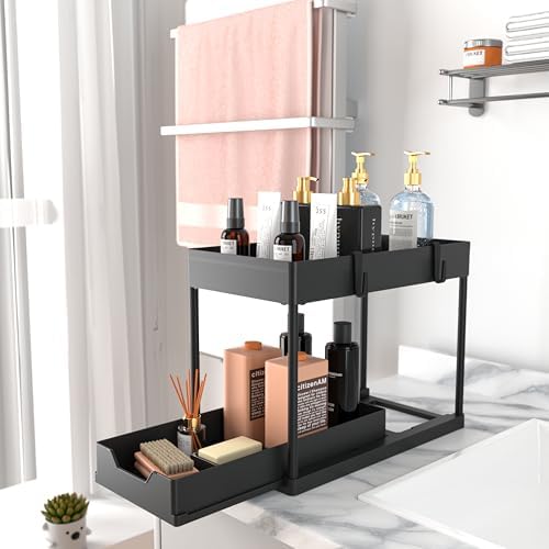 Under Sink Organizer, 2‐Tier Pull‐Out Cabinet Storage for Bathroom