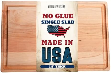 Virginia Boys Kitchens Maple Wood Cutting Board, 17" x 11" x 1.5"