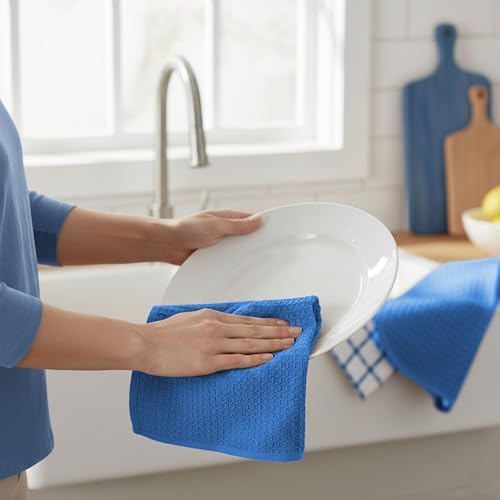 GOLD TEXTILES Kitchen Towels 6 Pack Premium 100% Cotton Dish Towels