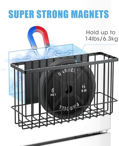 NiHome Magnetic Basket Organizer, 2 Pack, Black