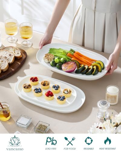 vancasso Porcelain Serving Platters Set of 3, 15.5"/14"/12" Serving