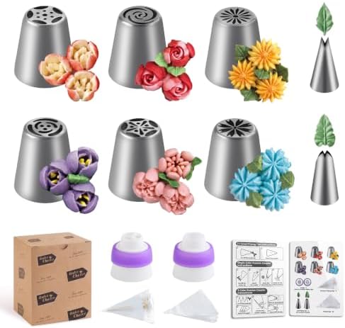 Bake Choice 46 Pcs Russian Piping Tips Set, Stainless Steel