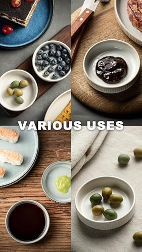 famiware Soy Sauce Dish, 4oz Dipping Bowls Set of 6, Cappuccino White