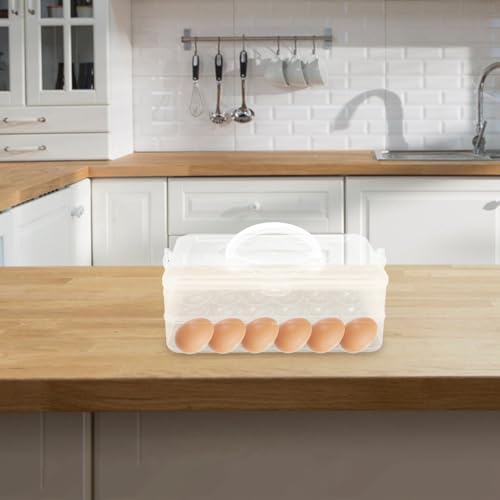 Egg Tray for Fridge 2 Tier with Lid Stackable Plastic