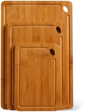 Garvee Multi-Size Bamboo Cutting Board Set with Deep Juice Grooves