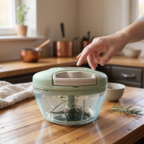 Manual Food Processor Vegetable Chopper, Portable Hand Pull String