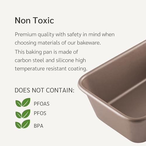HAPPIELS 5 x 9 inch Nonstick Loaf Pan 1lb for Oven Baking, PFOA & BPA