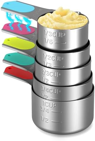 Stainless Steel Magnetic Measuring Cups Set of 5 for Cooking & Baking