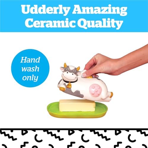 BigMouth Inc Udderly Buttery Novelty Butter Dish, Ceramic Cow-Shaped