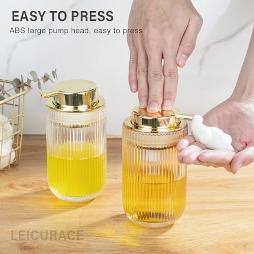 Glass Foam Soap Dispenser, Refillable Foaming Dispenser with Gold
