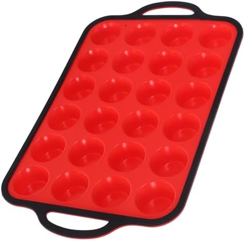 Toyvian Mini Silicone Muffin Pan Xmas 24 Cup Red Silicone Iron