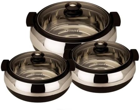 Glasserol 3-Piece Stainless Steel Casserole Set with Glass Lids