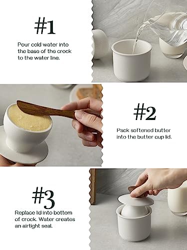 DOWAN French Butter Crock for Countertop, Ceramic Butter Dish with