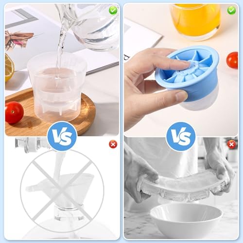 Large Ice Ball Maker Mold, 4 Pack 2.5" Round Ice Cube Mold, Stackable