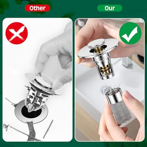 Vodolo 3-in-1 Sink Drain Strainer, 2PCS Stainless Steel
