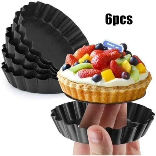 Set 6 Non- Tart Removable Bottom Bakeware Tools Pan Molds for Round 4
