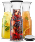 JoyJolt Glass Carafe with Lid, Set of 3 – 1 Liter Glass Pitcher for