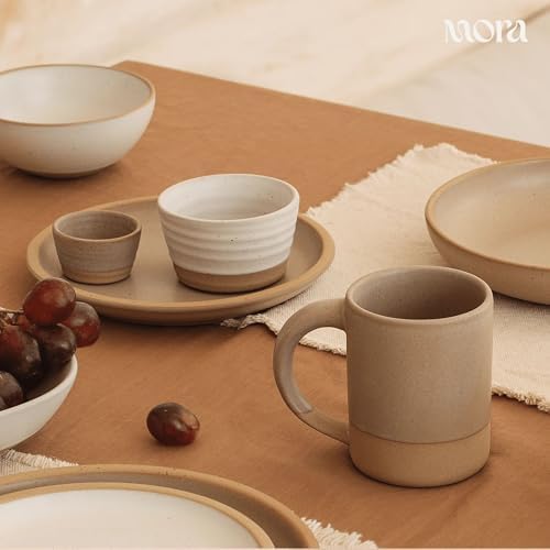 MORA Medium Plates Set of 4, 8.5 inch Ceramic Pottery Salad Plates