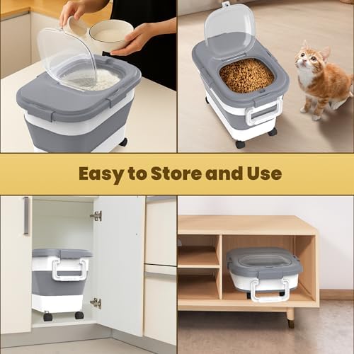 HOYTAMDA Collapsible Rice Container, 20-30 Lbs, with Wheels