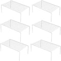 iPEGTOP Set of 6 Large (15.7 x 9.4 Inch) Kitchen Cabinet Organizer Shelf, Wire Freezer Storage Shelves Rack, Rustproof Steel Metal Shelf Riser for Dish Plates Pantry Cupboard Organization, White
