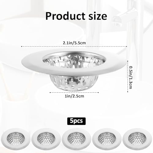 5 Pack Drain Cover Bathroom Sink Stainless Steel Sink Strainer