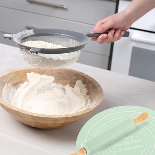 uxcell 6.7 Inch Silicone Rolling Pin and Pastry Baking Mat Set Small