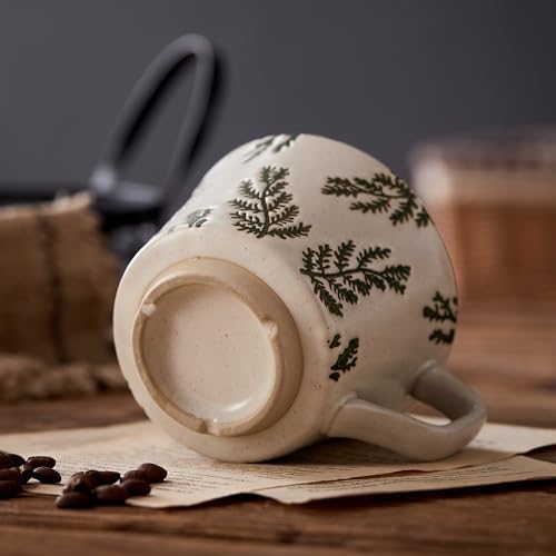 12 oz Vintage Ceramic Coffee Mug Set of 4 - Handmade Stoneware Pottery