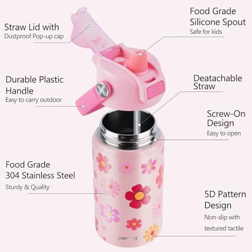 Kids Water Bottle for School 12 oz,Insulated Stainless Steel Water