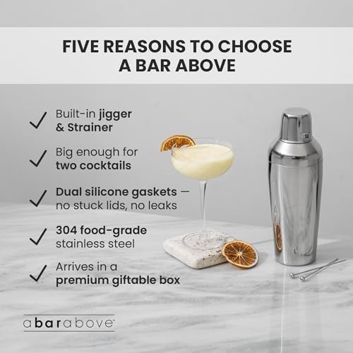 A Bar Above All in One Cocktail Shaker, Cobbler Style Shaker, 24 oz