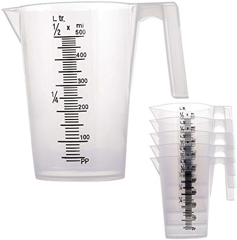 TCP Global 1/2 Liter (500ml) Plastic Graduated Measuring and Mixing