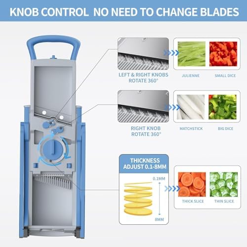 Safe Mandoline Slicer, 5-in-1 Vegetable Chopper