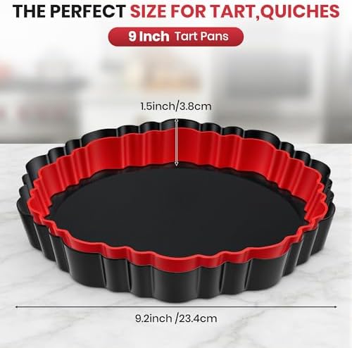 New 9 Inch Tart Pan with Removable Bottom,Non-Stick Carbon Steel