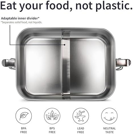 Bambaw Stainless Steel Lunch Box 40 oz, Metal Lunch Box with