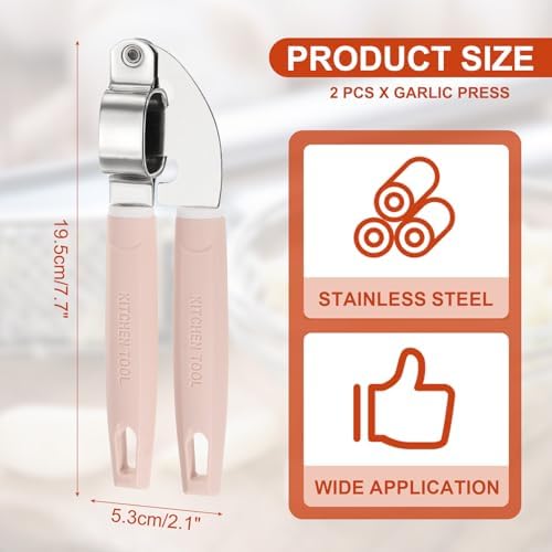 uxcell 2pcs Garlic Press, 7.7 Inch Stainless Steel