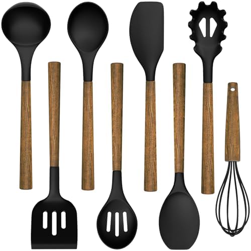 Umite Chef 8-Piece Silicone Utensils Set, Black