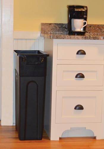 23 Gallon Narrow Tall Plastic Garbage Container, Black