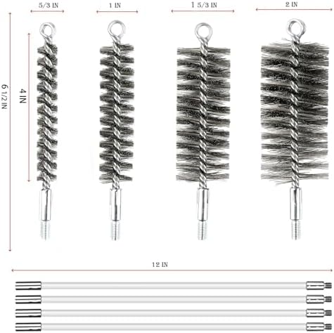 50 Inch Pipe Cleaning Brush Set with Stainless Steel Bristles
